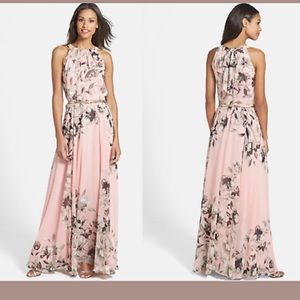 Eliza J maxi chiffon belted gown